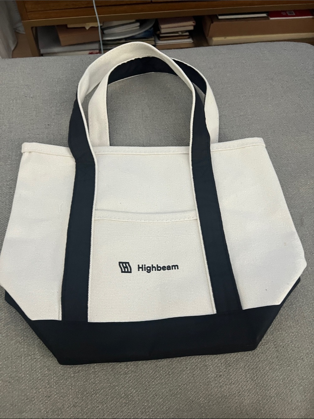 Classic Two-Tone Heavyweight Canvas Tote Bag – Off-White & Black - Medium